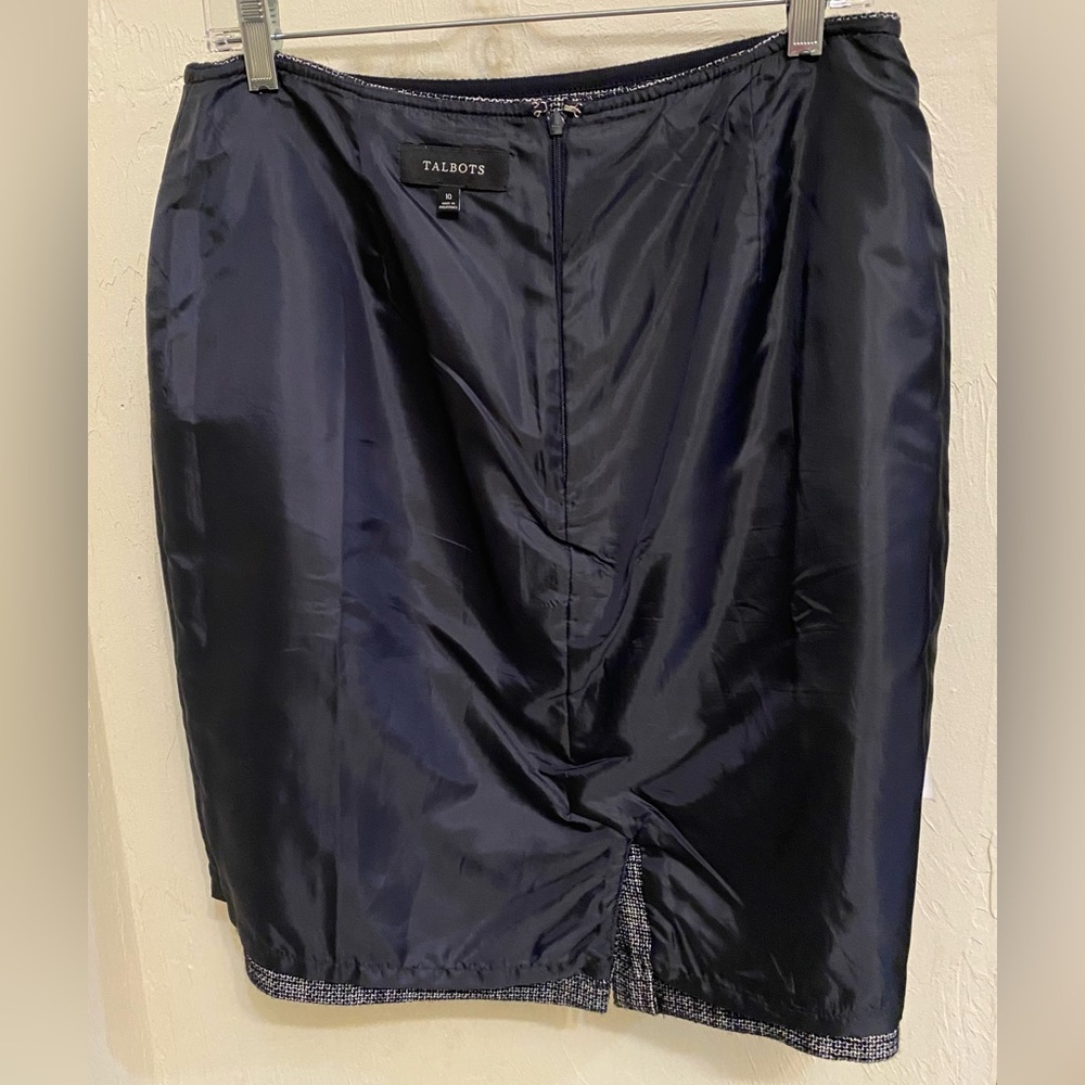Talbots 10 Navy Tweed Lined Pencil Skirt - Picture 4 of 10